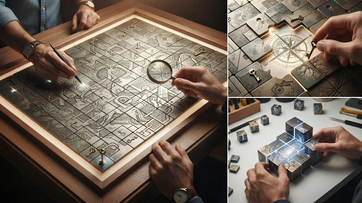A person solving a picture logic puzzle grid